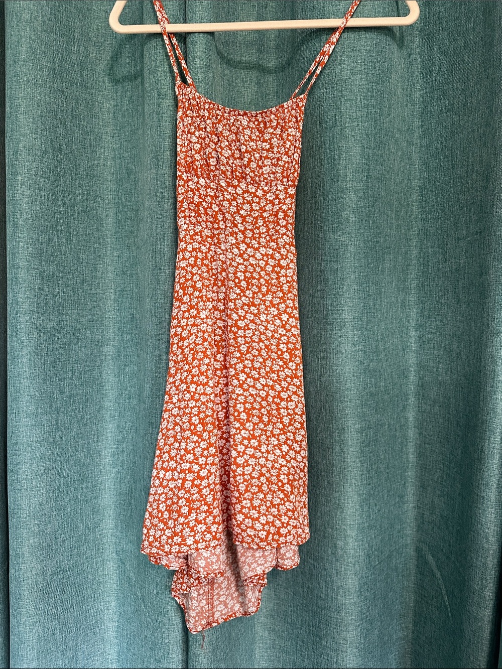 Floral Rust Slip Dress with Spaghetti Straps